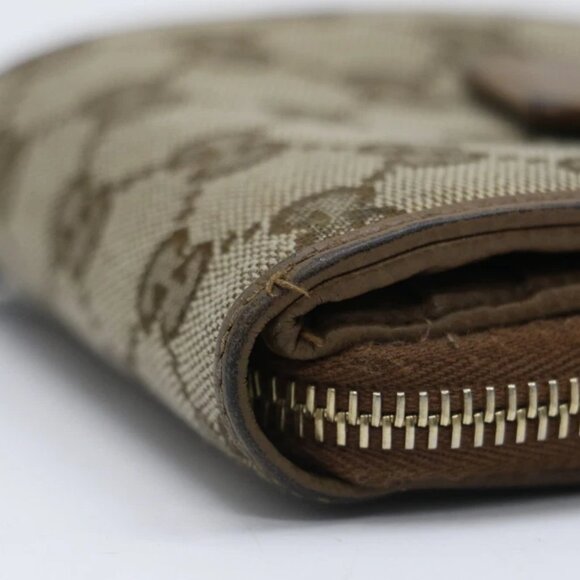 Gucci Beige/Brown GG Canvas and Leather Emblem Zip Mini Wallet - Picture 4 of 13